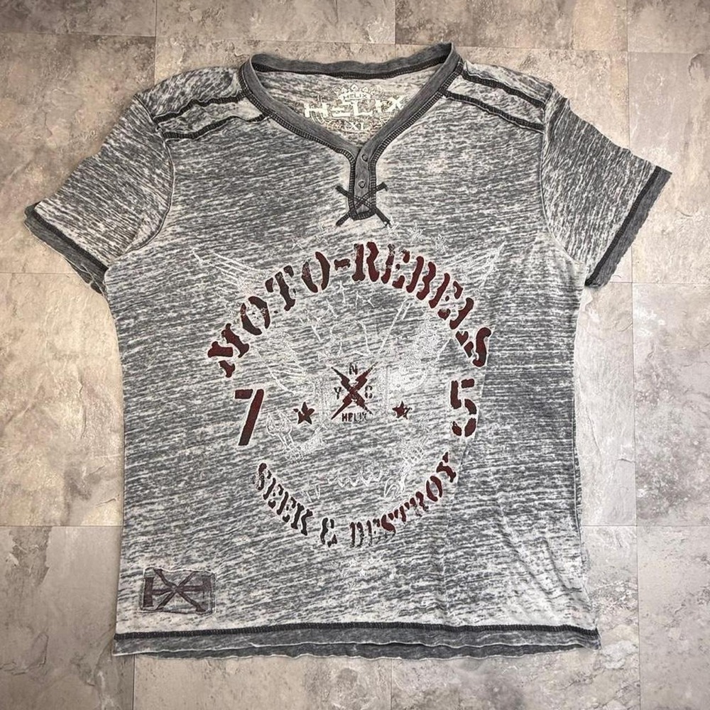 Y2K Helix gray & black grunge design T shirt xl